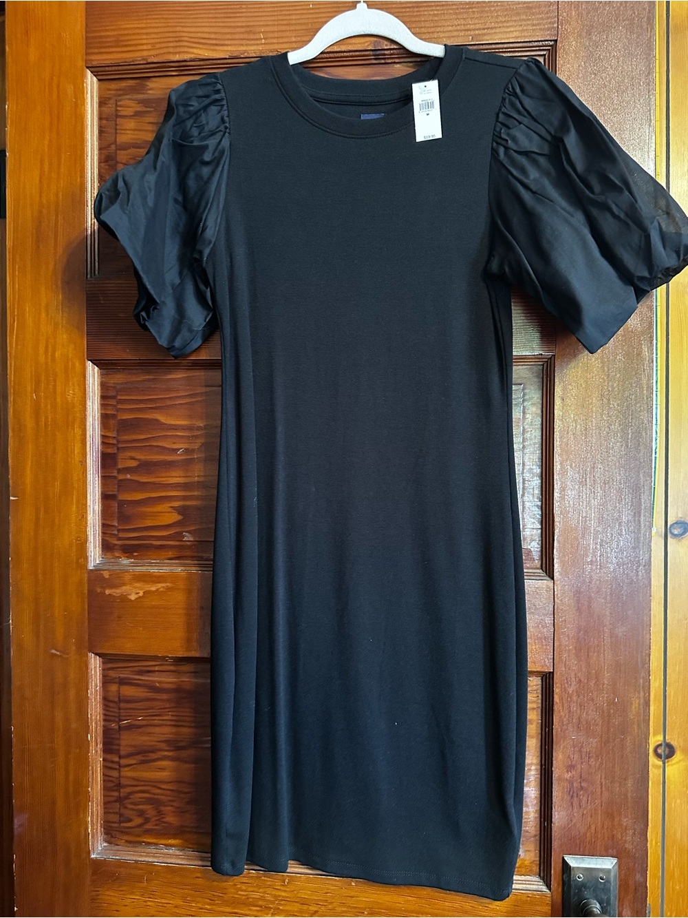 GAP Black Midi Puff-Sleeve Dress